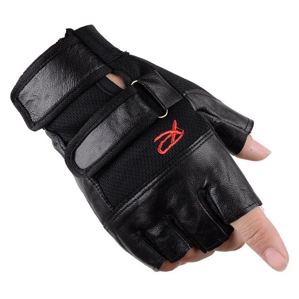 

cycling gloves mountaineering outdoor sports half-finger sheepskin gloves, soft shell wear-resistant, Black
