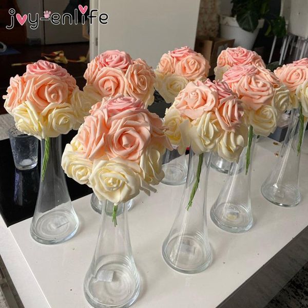 

decorative flowers & wreaths 25pcs/lot artificial rose bouquet foam bride bouquets for wedding home party decoration supplies