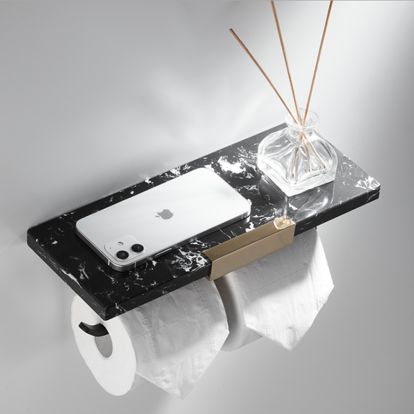 

toilet paper holders marble marterial dual holder black roll