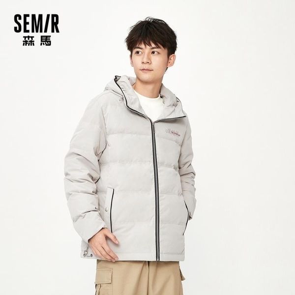 

men's down & parkas semir jacket men 2021 winter hooded trend thicker warm 80 velvet korean solid thick coat for m1, Black