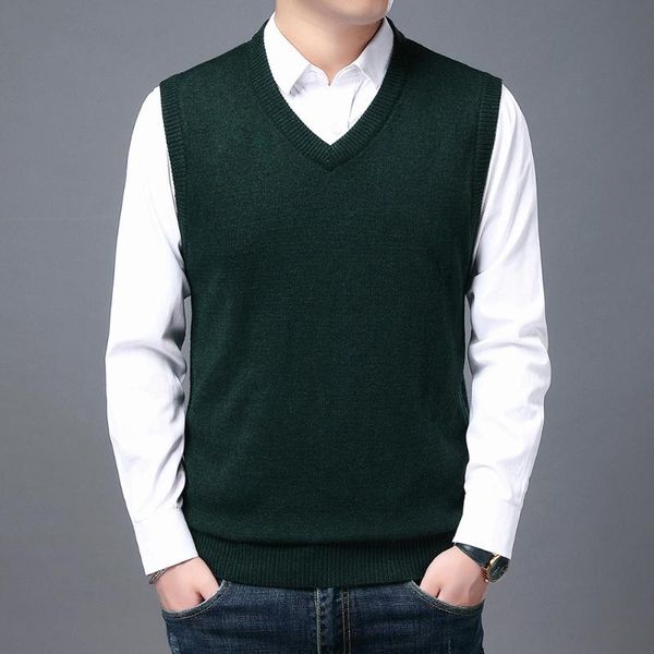 

autum winter fashion brand knit sleeveless vest pullover mens casual sweaters designer woolen mans clothes men's vests, Black;white