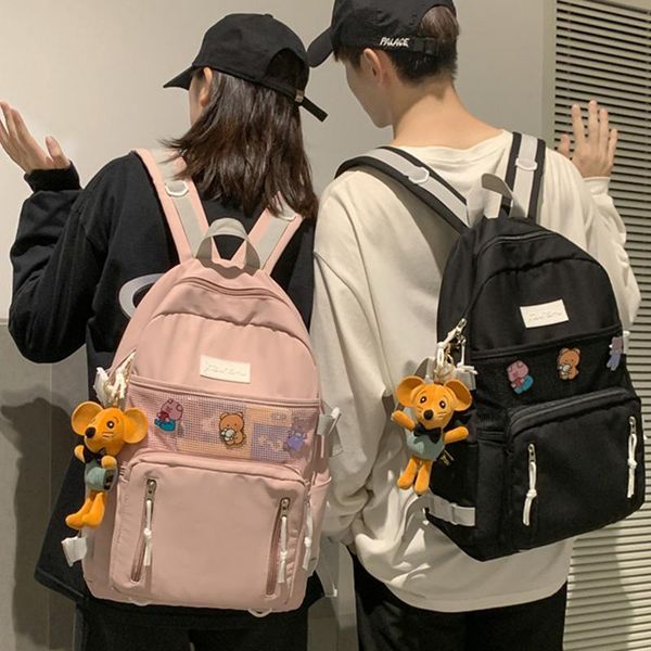 

waterproof nylon cloth backpack korean large capacity school bags for students fashion personality pure color travel bag