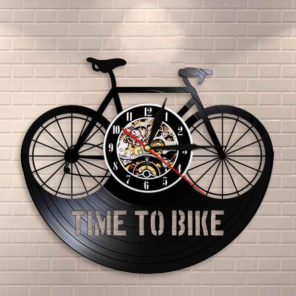 

wall clocks time to bike bikers inspiration quote home decor mountain clock old bicycle cyclist retro record