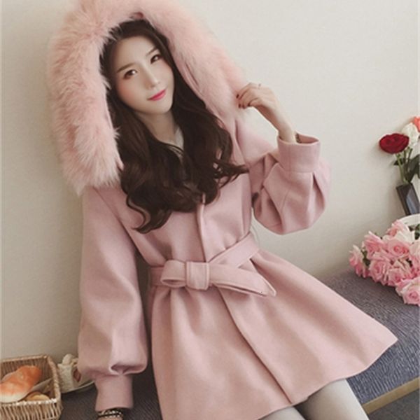 

women's jackets 2022 elegant autumn and winter sweet student wild female wool jacket thick with hoodie woolen coat fgr5, Black;brown