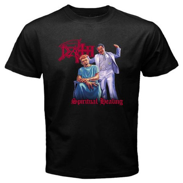

new death spiritual healing men's black t-shirt size s to 3xl, White;black