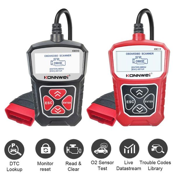 

code readers & scan tools obd2 car diagnostic tool obd 2 scanner check engine fault reading russian for konnwei kw310
