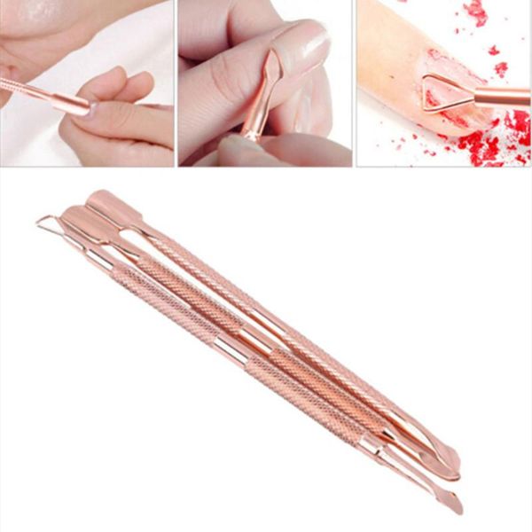 

nail art kits diy tools kit 3pcs/set rose gold cuticle pusher clipper scissor nipper tweezer picker stainless steel manicure