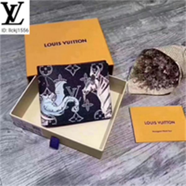 

wallets brand real designer evening luxury long pces purse m62607 black leather flower chain printed compact short clutches wallet men key c, Red;black