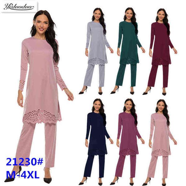 

casual dresses zhiidodo muslim suit abaya burnt flower two piece set 21230, Black;gray