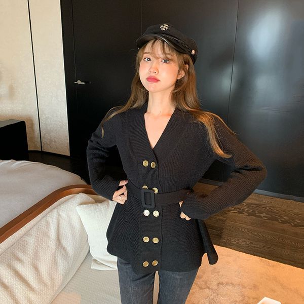 

3 colors spring autumn korean style solid color v neck knittd cardigans womens sweaters cardigans womens (r99980), White;black