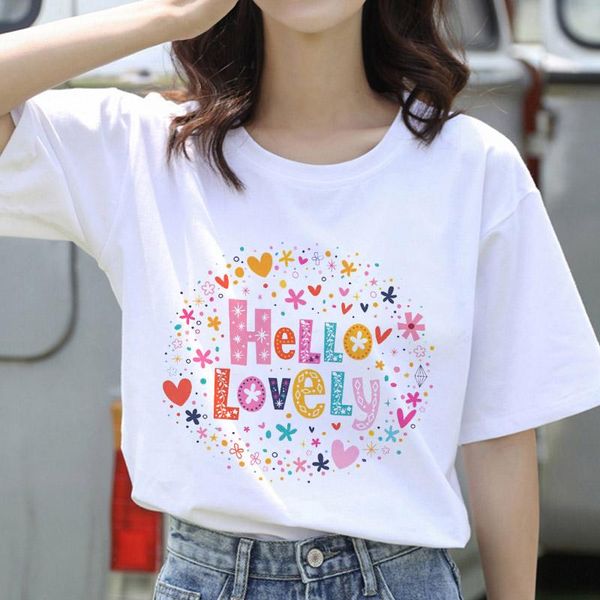

summer 2021 love printing female t-shirt simple fashion casual white round neck women's t shirt short sleeve ladies tee shirts