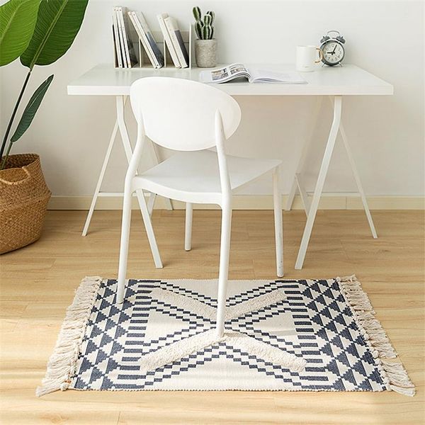 

nordic style cotton floor mat tufting craft hand woven tassel porch pad kitchen bathroom absorbent cushion small area rug carpet carpets
