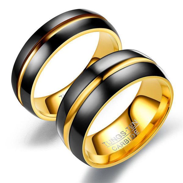 

wedding rings titanium steel ring european and american black gold two-tone korean couple for men, Slivery;golden