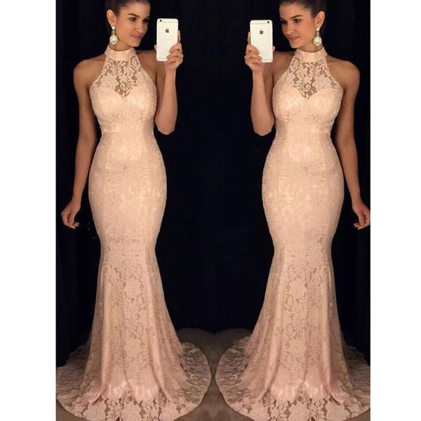 

party dresses mermaid evening sleeveless halter lace islamic dubai saudi arabic long formal gown prom dress, White;black