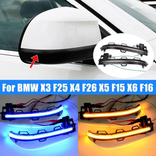 

emergency lights 2pcs for x3 f25 x4 f26 x5 f15 x6 f16 2014-2021 led dynamic turn signal blinker sequential side mirror indicator light