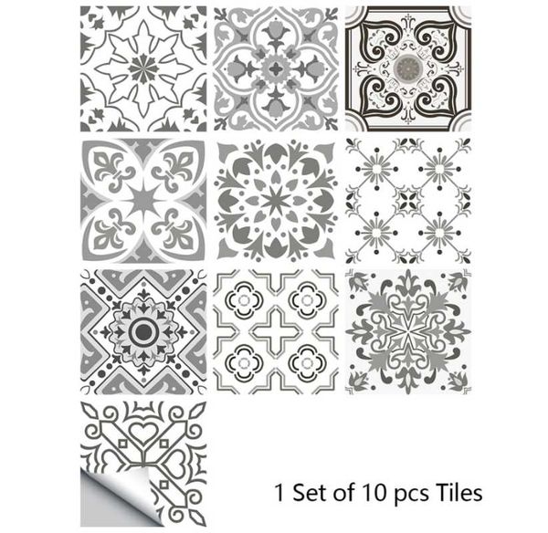 

wall stickers 200sets gray retro pattern matte surface tiles sticker transfers covers for kitchen bathroom table floor hard-wearing decal