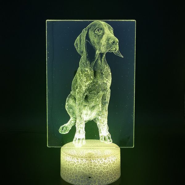 

baby room 3d night light led table lamp usb nightlight pet dog german shorthaired pointer smart phone control holiday birthday kids gift