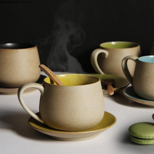 

handmade ceramic coffee cup set personality simple art pottery cup japanese couple mug coffee tableware supplies