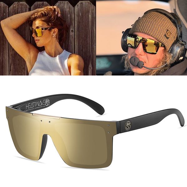 NEUE Luxusmarke, verspiegelte Hitzewelle, polarisierte Linse, Sonnenbrille für Herren, Sportbrille, UV400-Schutz, mit Etui HW03