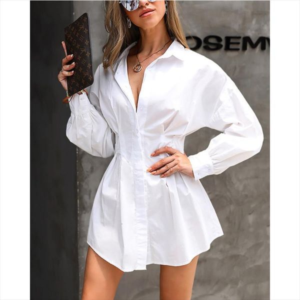 

shirts autumn letter print womens dresses white long sleeve turn down solid mini dress office lady elegant wear, Black;gray
