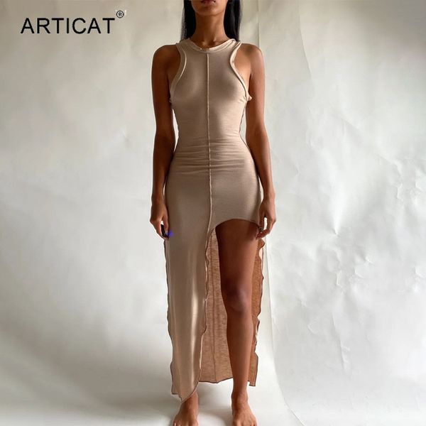 

sleeveless asymmetry midi dress women summer 2021 fashion o-neck bodycon dresses black ladies club party vestidoshigh quality, Black;gray