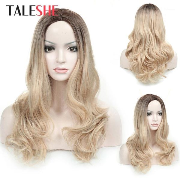 

inches ombre blonde wavy wigs synthetic wig for white black women middle part natural cosplay fake hair1