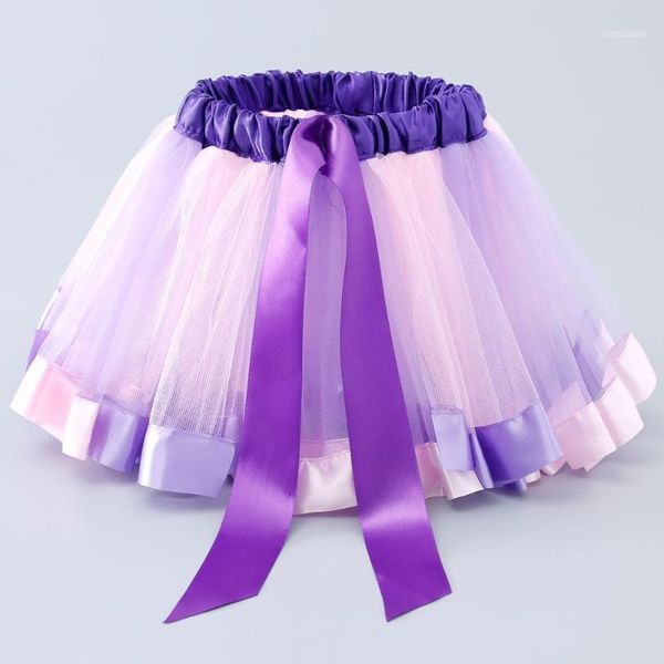 Gonne Bambini Arcobaleno Abbigliamento Bambini Abiti colorati per spettacoli per feste Ragazze Velo TUTU Cotone Principessa1