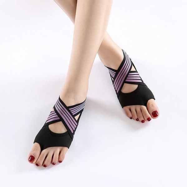 

1pair professional indoor yoga socks five finger backless dance pilates shoes ballet female sports, Black
