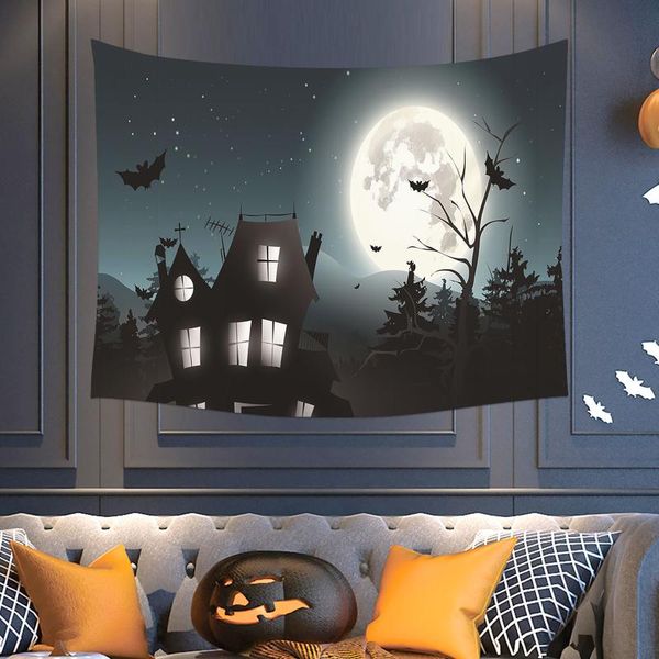 

tapestries halloween backdrop tombstone castle pumpkin lantern moon cloth hanging decoration tapestry decorations p1