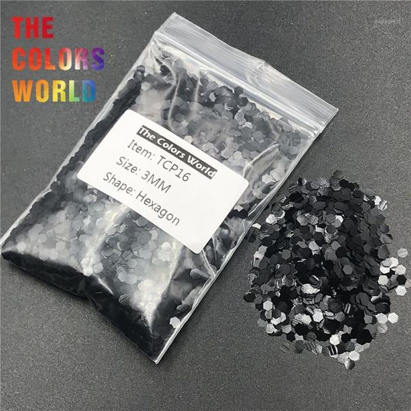 

hexagon shape pearlescent black color solvent resistant nails glitter nail art decoration makeup festival polish1, Silver;gold