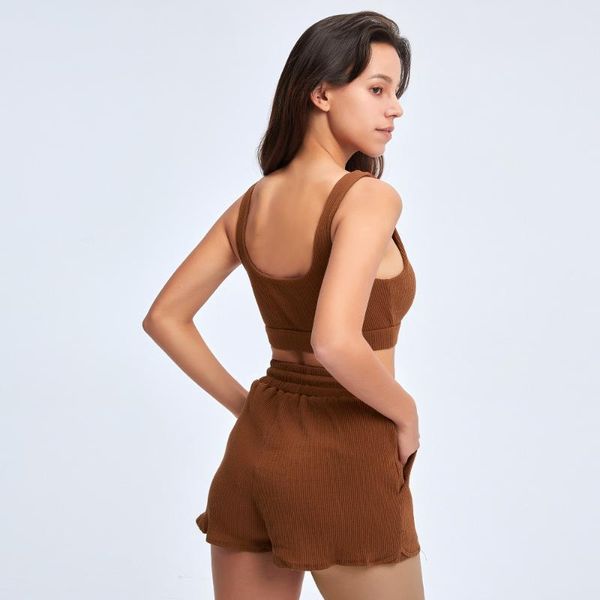 

yoga outfit 2pcs solid casual fashion backless bra shorts sport fitness suit set women high waist sportswear workout clothes