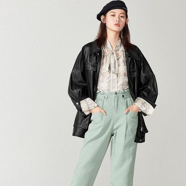 

women's leather & faux ja0050 oversize pu, Black