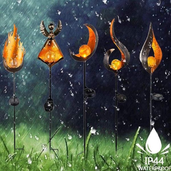 

solar garden light fire moon shaped powered landscape lamp waterproof outdoor stake lights for lawn lamps