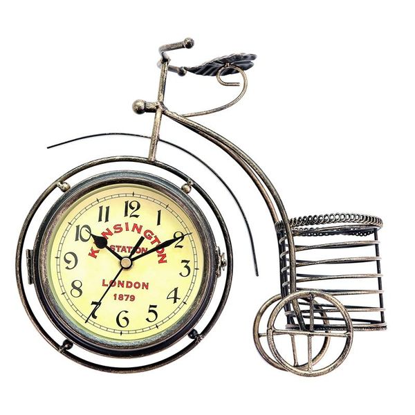 

decorative objects & figurines vintage metal rustic bicycle clock bike shaped double side table for decor with basket