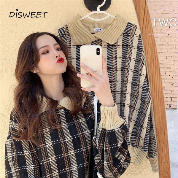 

sweatshirts check lapel woman college style plus veet loose long-sleeved sweatshirts women simple slim warm women's hoodies, Black
