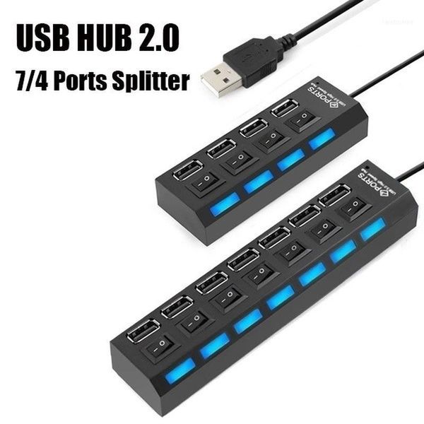 

7/4 ports usb hub 2.0 with on/off led switch splitter distributor extension socket for tablet pc computer accessories11