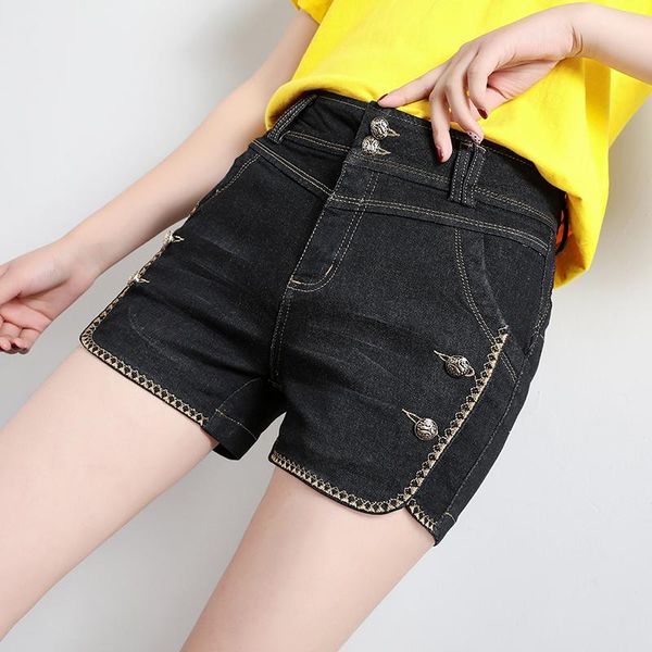 

factory sale spring summer black pants vintage aesthetic high waist jeans short feminino women's, Blue