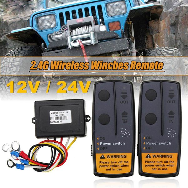 

2.4g 12v 24v 50m digital wireless winches remote control recovery kit for jeep suv