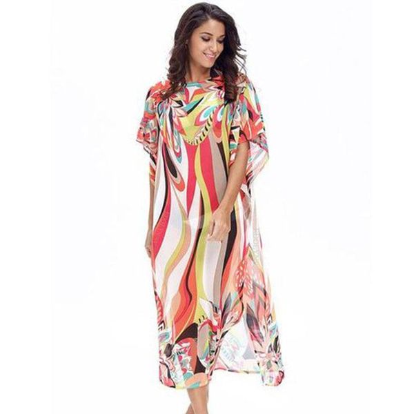 Sexy vestido de praia kaftan pareo sarongs encobrir chiffon biquíni swimwear swimsuit túnica terno de banho capa ups