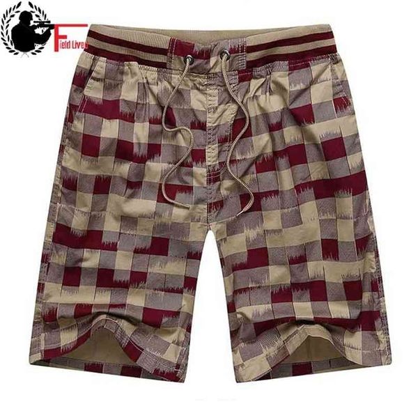 Bermuda masculino verão elástico cintura mens calções clássico design calções de algodão casual praia calças curtas tamanho grande 44 210712