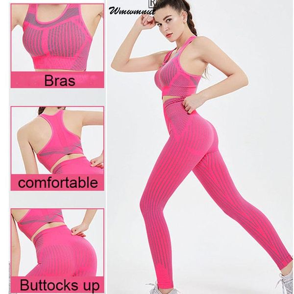 

yoga outfit summer sports striped bra seamless sets fitness hip high waist stretch pants women's vest legging set