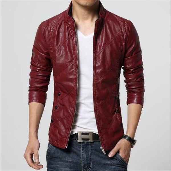 

men's jackets spring and autumn pu leather casual jacket korean slim outerwear, Black;brown