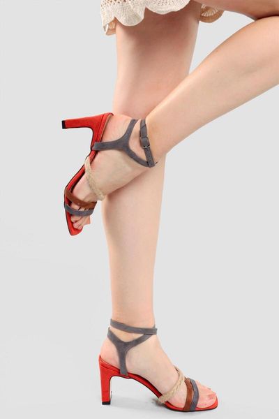 

sandals isla smoked wire mesh detailed heels shoes, Black