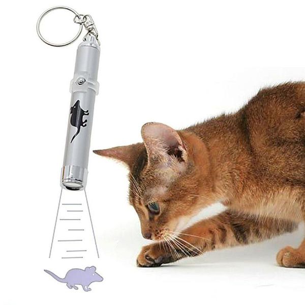 Laserprojektor Hundespielzeug Katze Geschenkstab lustig Neuer cooler mehrfarbiger Laserpointer mit Fisch-Maus-Pfotenmuster