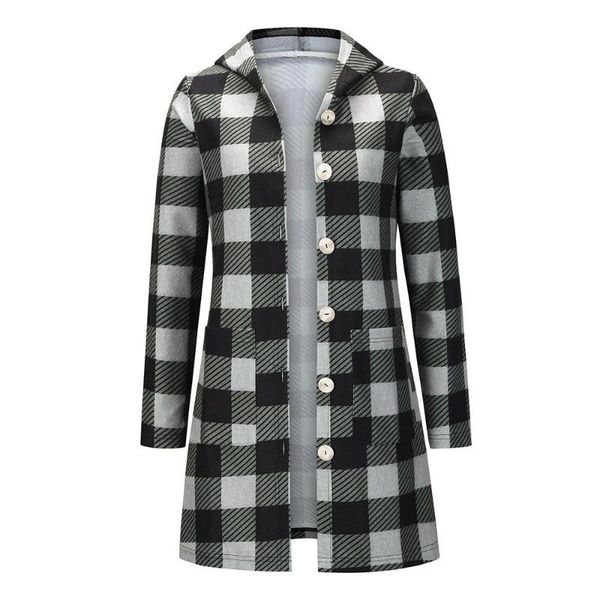 

women's wool & blends coats woman winter 2021 black plaid print long sleeve women coat fabric turn-down collar autumn jackets manteau f