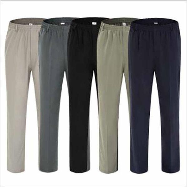 

summer thin section casual silk women pants trousers extra large size high waist elastic dad clothes, Black