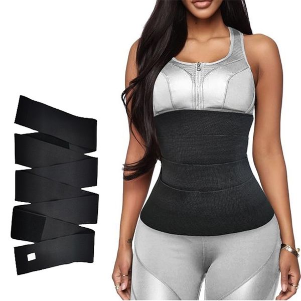 

4m/6m/8m invisible bandage wrap waist trainer quick snatch tummy control belt long slimming band body shaper fitness straps 211220, Black;white