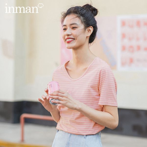 

t shirts summer literary pure and fresh round collar base leisure all-match stripe t-shirt zz7r, White