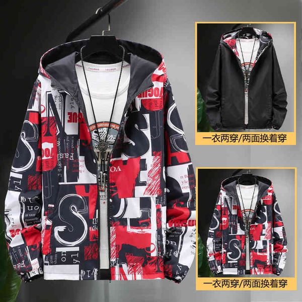 

Fashion Jacket Men's 2021 Spring and Autumn Camouflage Hooded Slim Fit Coat Korean Handsome Double-sided Student Wear, Camouflage yellow
