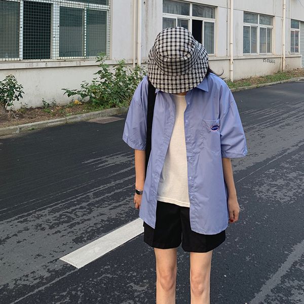 

femme womens summer koream style print short sleeve shirt women blouses (f3735), White